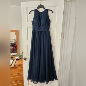 Azazie Dark Blue Maxi Dress